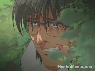 Delightsome green părul manga drăguță arată mare tate în the padure